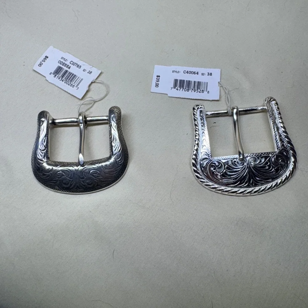 Vintage 1994 Western‎ Belt Buckles Silver Floral Engraved NWT 2pc